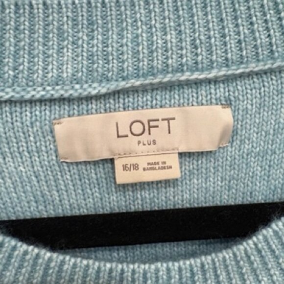 Loft Plus Blue Cable-Knit Sweater - 16W/18W - Like New - Picture 3 of 5